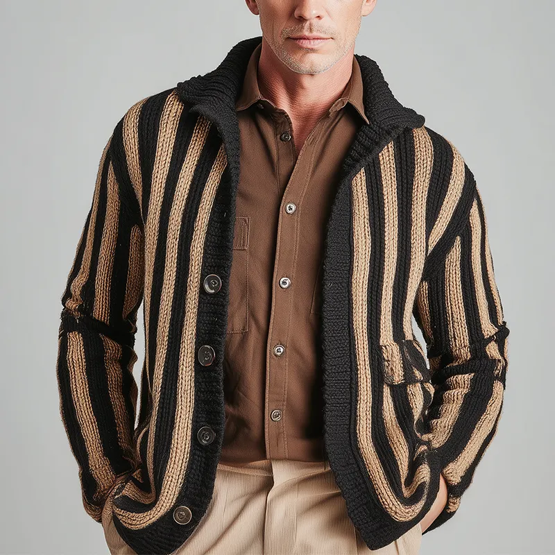 Men's Winter Fashion Vertical Striped Knitted Cardigan MTA0192I5P sold by Manly product image thumbnail 2