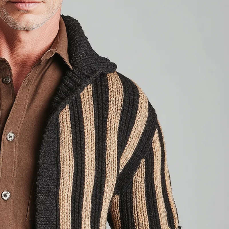 Men's Winter Fashion Vertical Striped Knitted Cardigan MTA0192I5P sold by Manly product image thumbnail 4