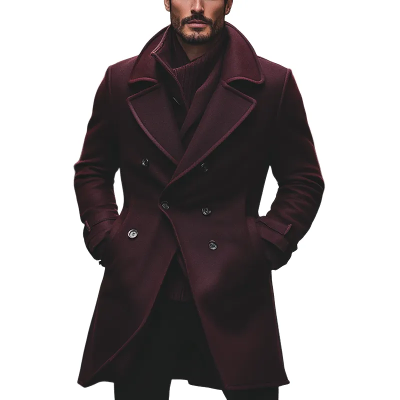 Men's Vintage Solid Color Blend Mid-length Coat MTA0152I8X sold by Manly