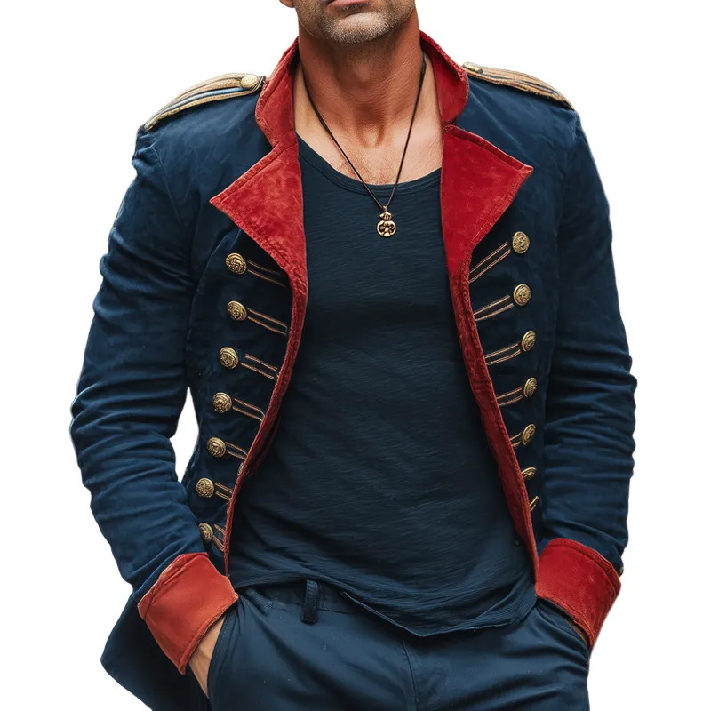 Men's Vintage Double-breasted Suede Colorblock Short Coat MTA3062H8U sold by Manly