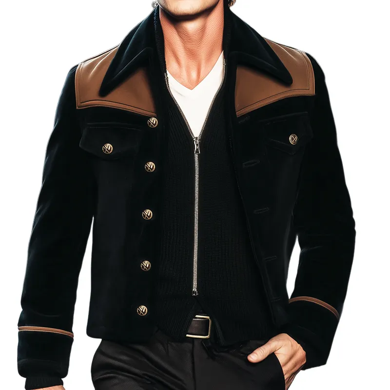 Men's Vintage Colorblock Suede Short Jacket MTA0132I0U sold by Manly