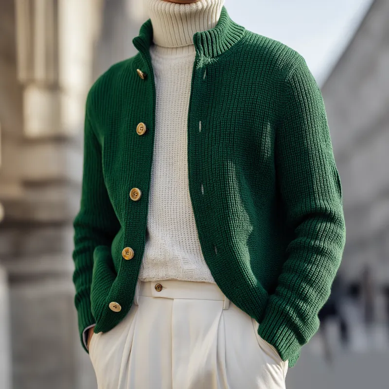 Men's Retro Casual Street Style Solid Color Knitted Button Cardigan MTA3060H8TO sold by Manly product image thumbnail 2