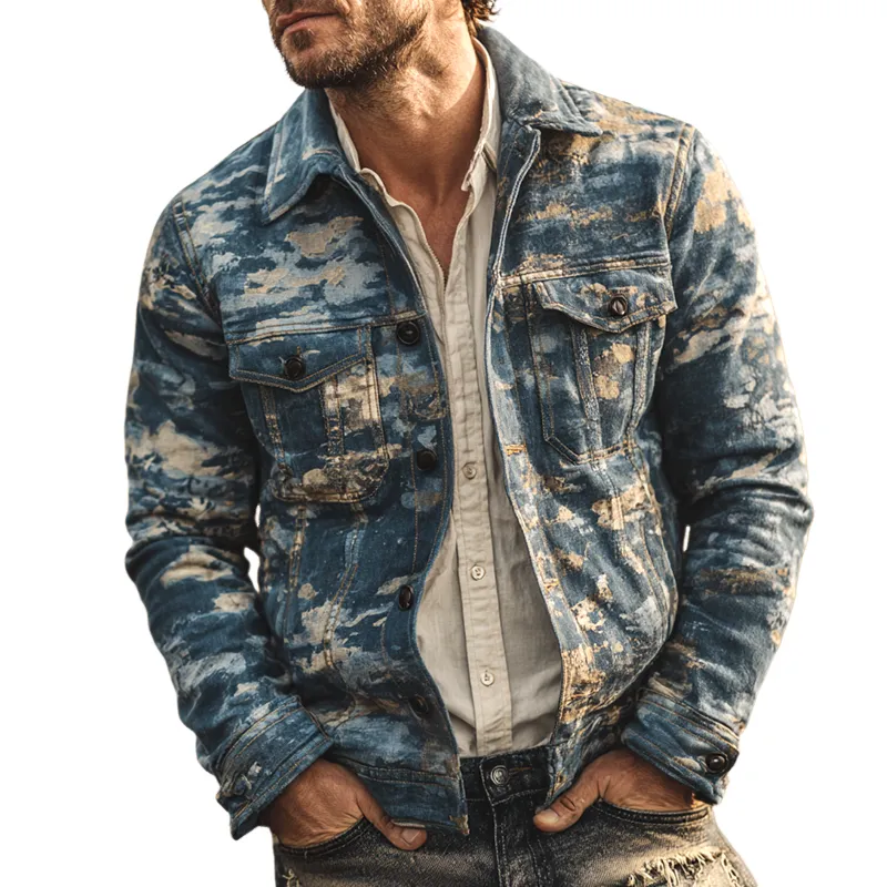Men's Camouflage Lapel Multi-pocket Single Breasted Jacket MTA0150I3Z sold by Manly
