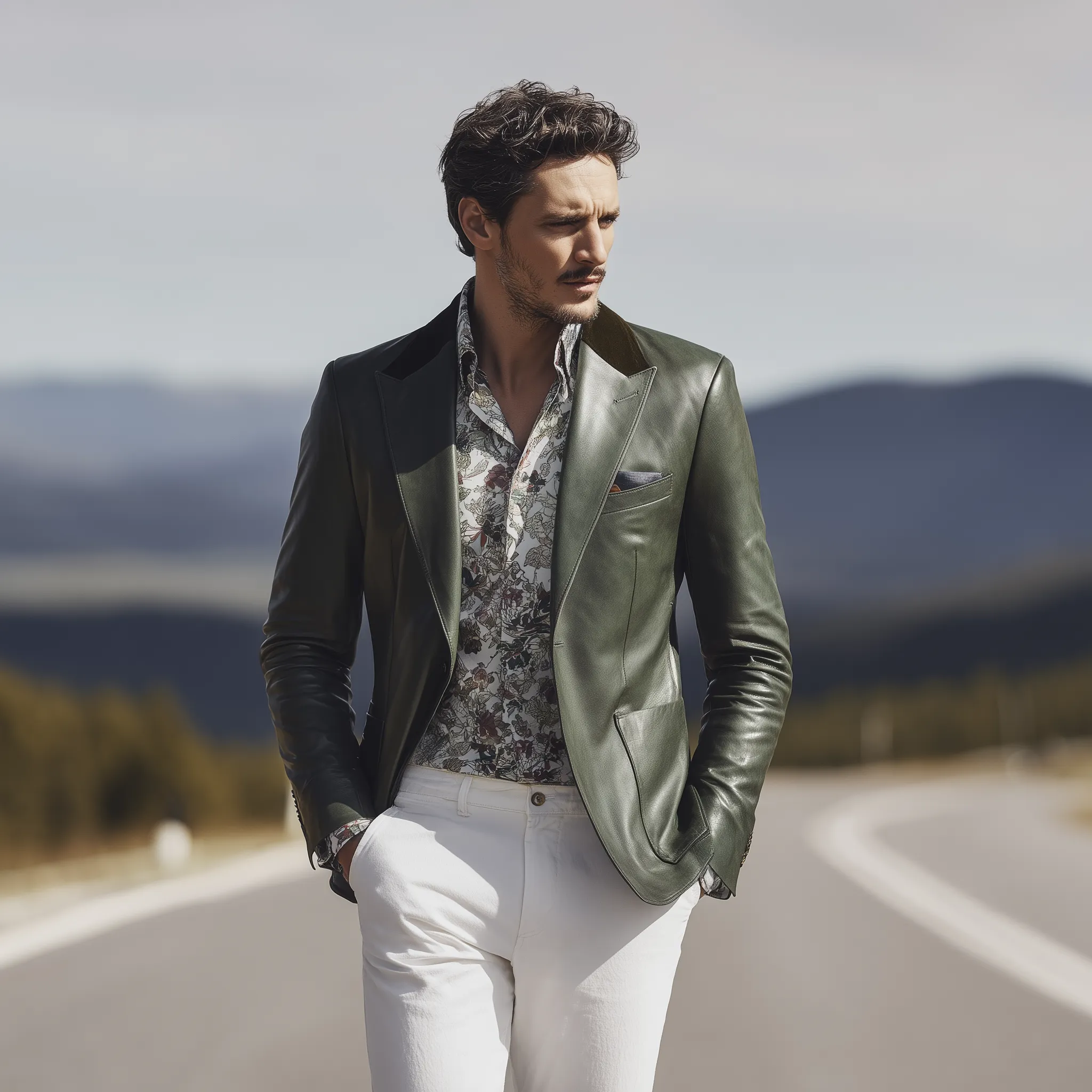 Men's Classic Retro Western Style PU Leather Single-breasted Blazer MTA0346I7K sold by Manly product image thumbnail 3