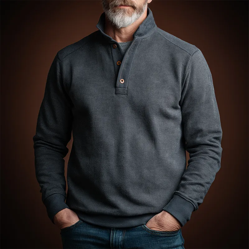 Men's Retro Casual Stand Collar Button Sweatshirt MTA3092H3TO sold by Manly product image thumbnail 2