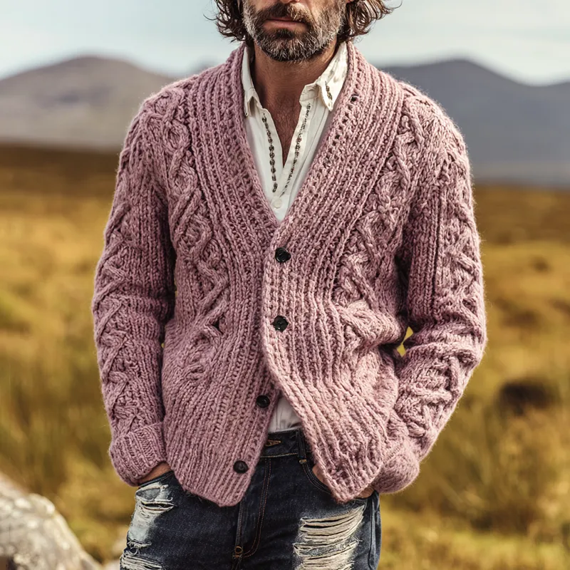 Men's Cable Knit V Neck Single Breasted Cardigan MTA0266I8Z sold by Manly product image thumbnail 2
