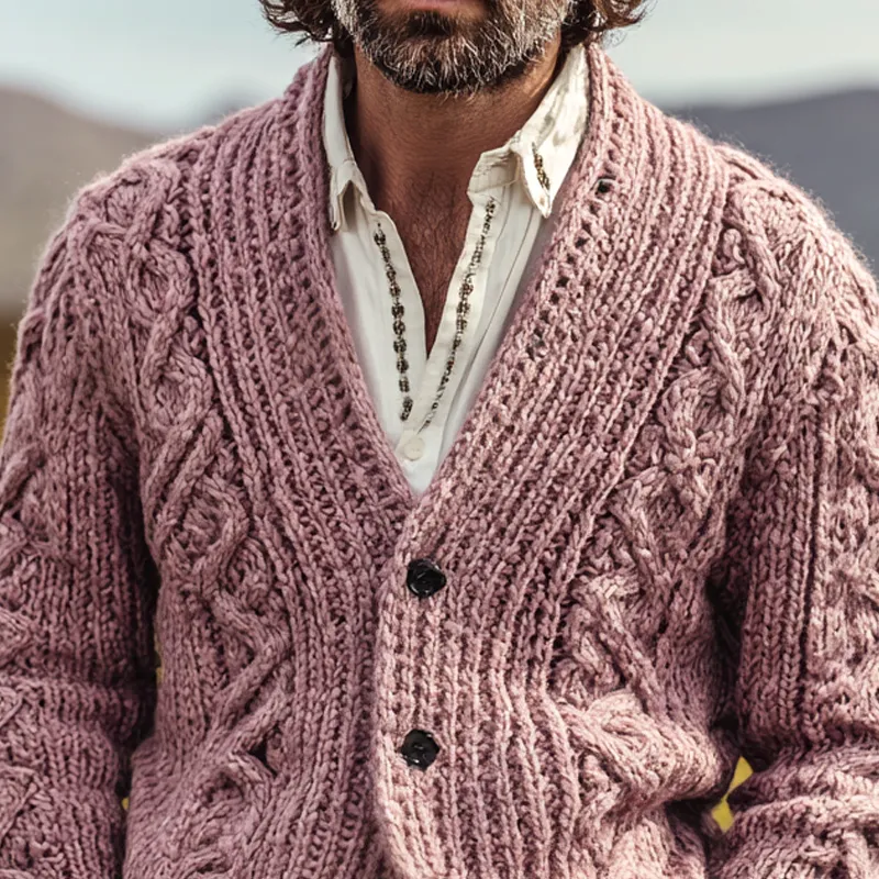 Men's Cable Knit V Neck Single Breasted Cardigan MTA0266I8Z sold by Manly product image thumbnail 3