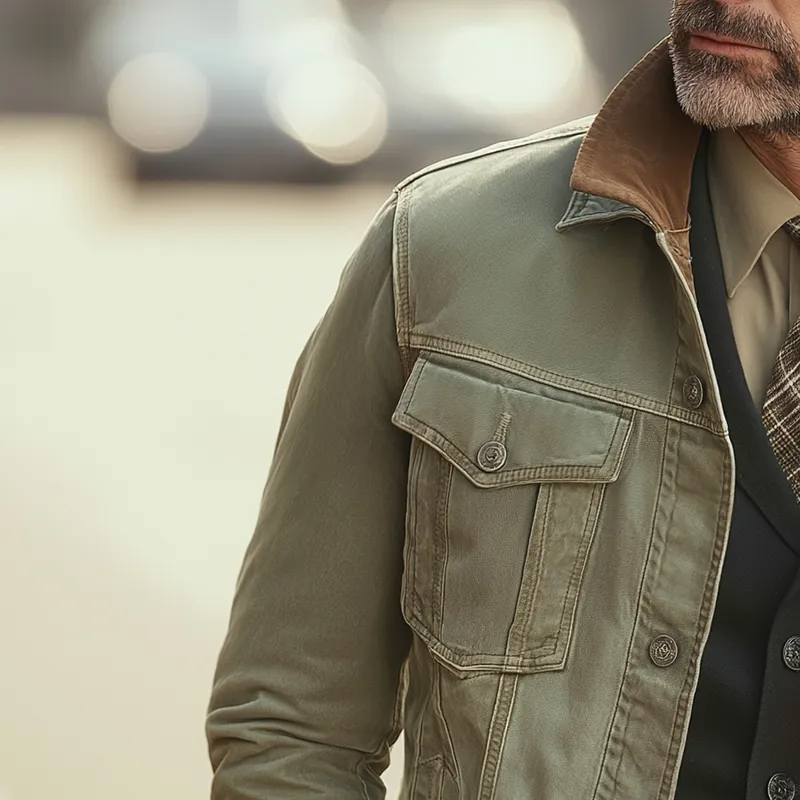 Men's American Retro Style Washed Denim Faux Suede Patchwork Jacket MTA0280I4P sold by Manly product image thumbnail 3