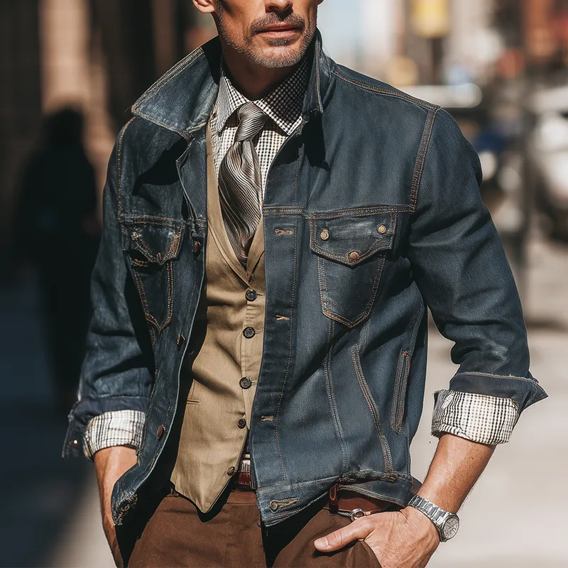 Men's Vintage Washed Distressed Denim Thin Jacket MTA0208I5P sold by Manly product image thumbnail 2