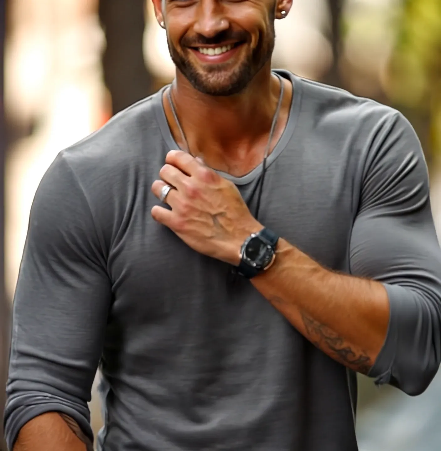 【24-hour shipping out】Men's Casual Solid Color Round Neck Long Sleeve T-Shirt 94867816X sold by Manly product image thumbnail 4