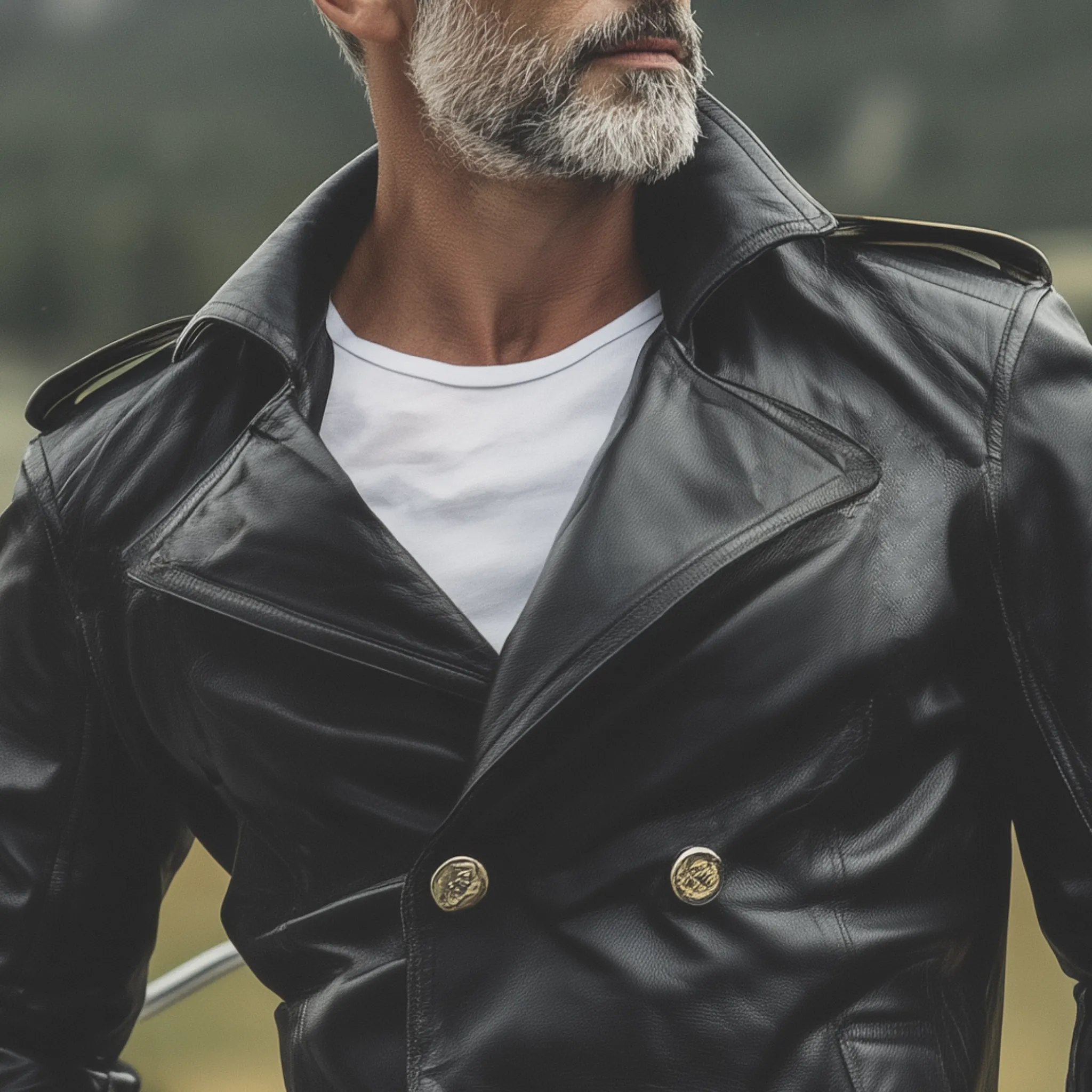 Men's Classic Western Retro Tough Style PU Leather Double-breasted Jacket MTA0558I3K sold by Manly product image thumbnail 4