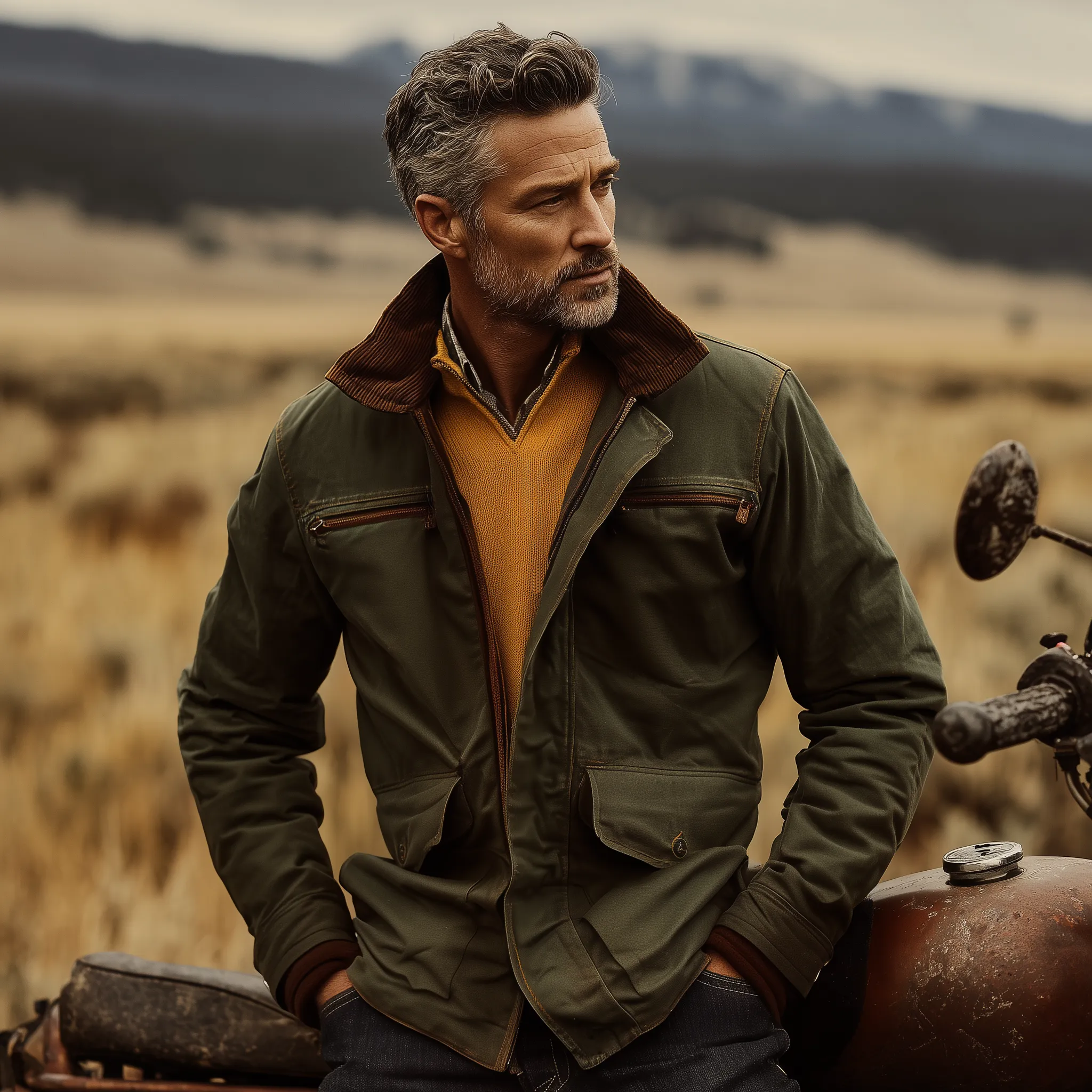 Men's Classic Western Style Corduroy Collar Multi-Pocket Zipper Cotton Blend Jacket MTA0547I5K sold by Manly product image thumbnail 3