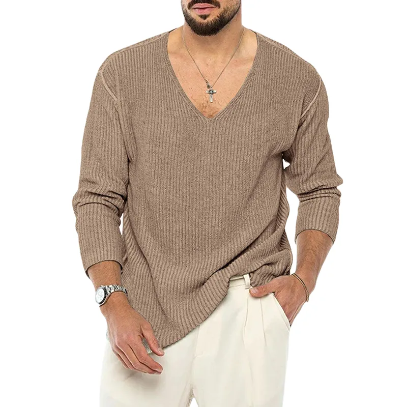 Men's Casual Deep V-neck Knitted Sweater MTA0594I6U sold by Manly