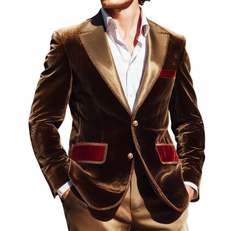 Men's Vintage velvet Two-Button Blazer MTA0587I8U sold by Manly