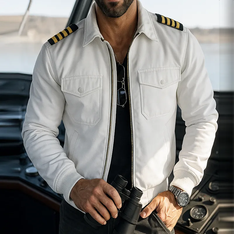 Men's Vintage Casual Cotton Captain Style Zip-Up Jacket MTA0547I7TO sold by Manly product image thumbnail 2