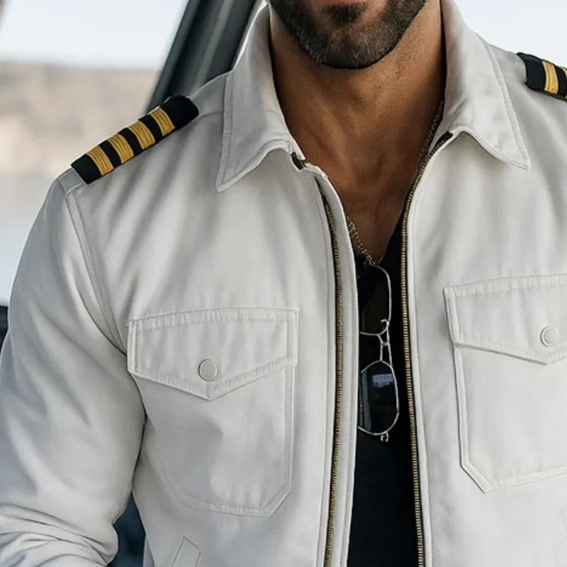 Men's Vintage Casual Cotton Captain Style Zip-Up Jacket MTA0547I7TO sold by Manly product image thumbnail 3