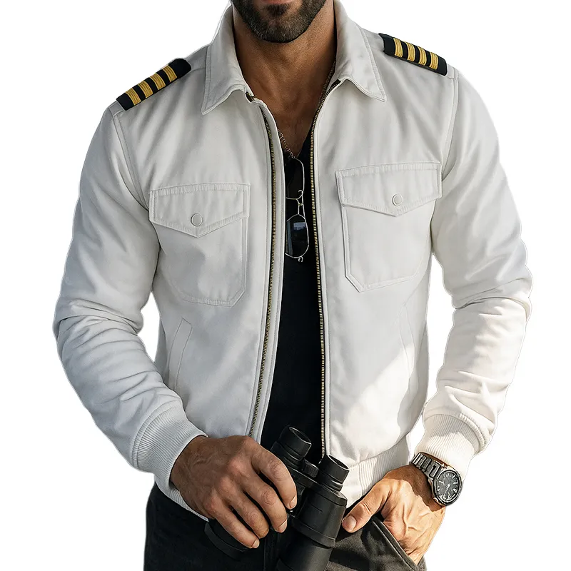 Men's Vintage Casual Cotton Captain Style Zip-Up Jacket MTA0547I7TO sold by Manly