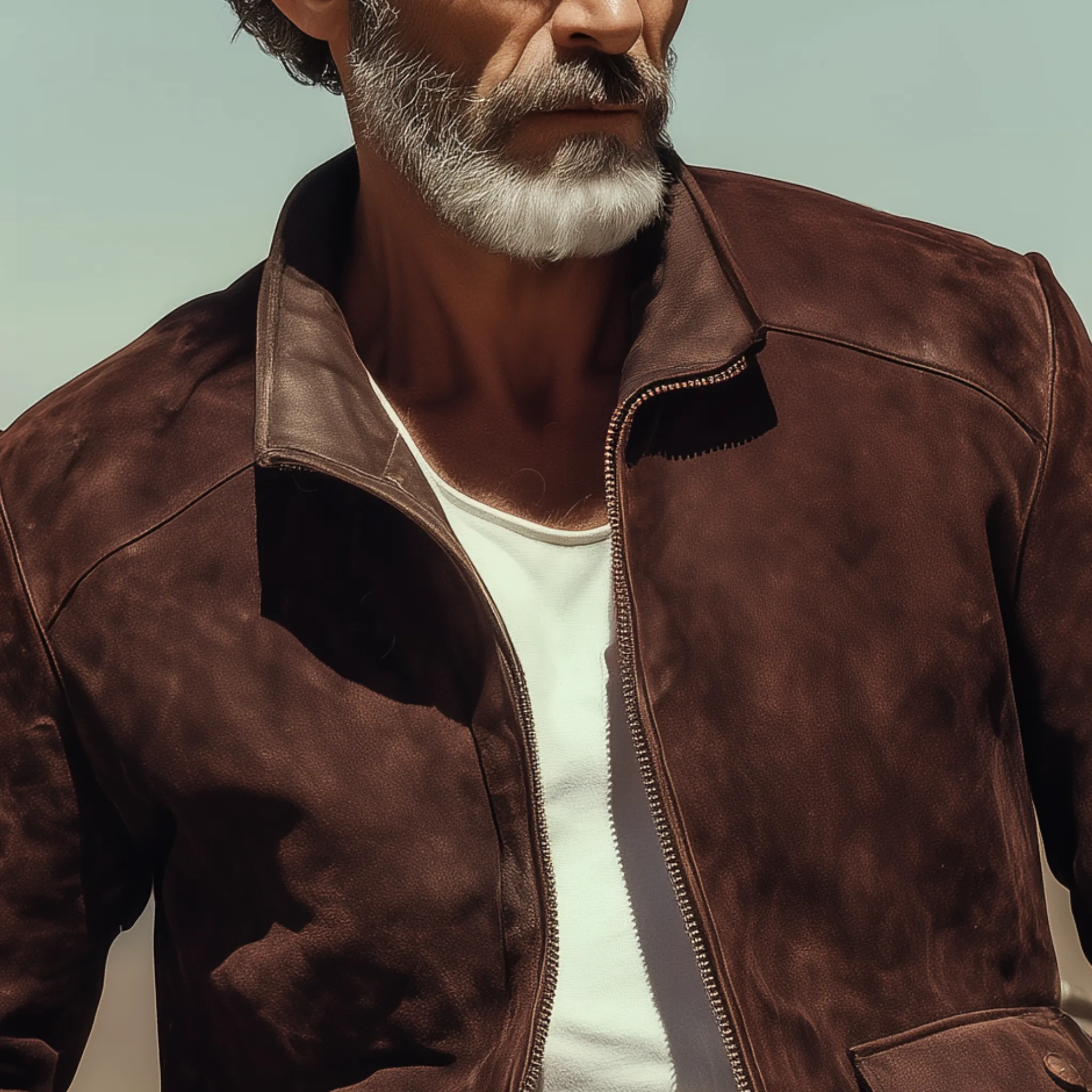 Men's Classic Western Retro Tough Style Stand Collar Suede Jacket MTA0516I1K sold by Manly product image thumbnail 4