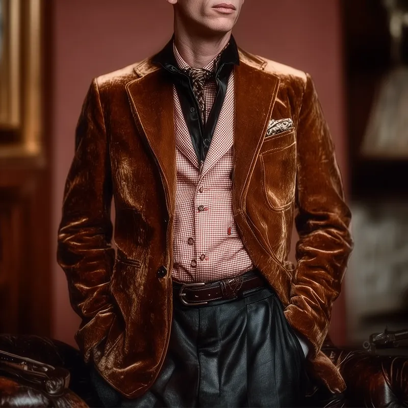 Men's Vintage Shiny Velvet Party Blazer MTA0582I1P sold by Manly product image thumbnail 2