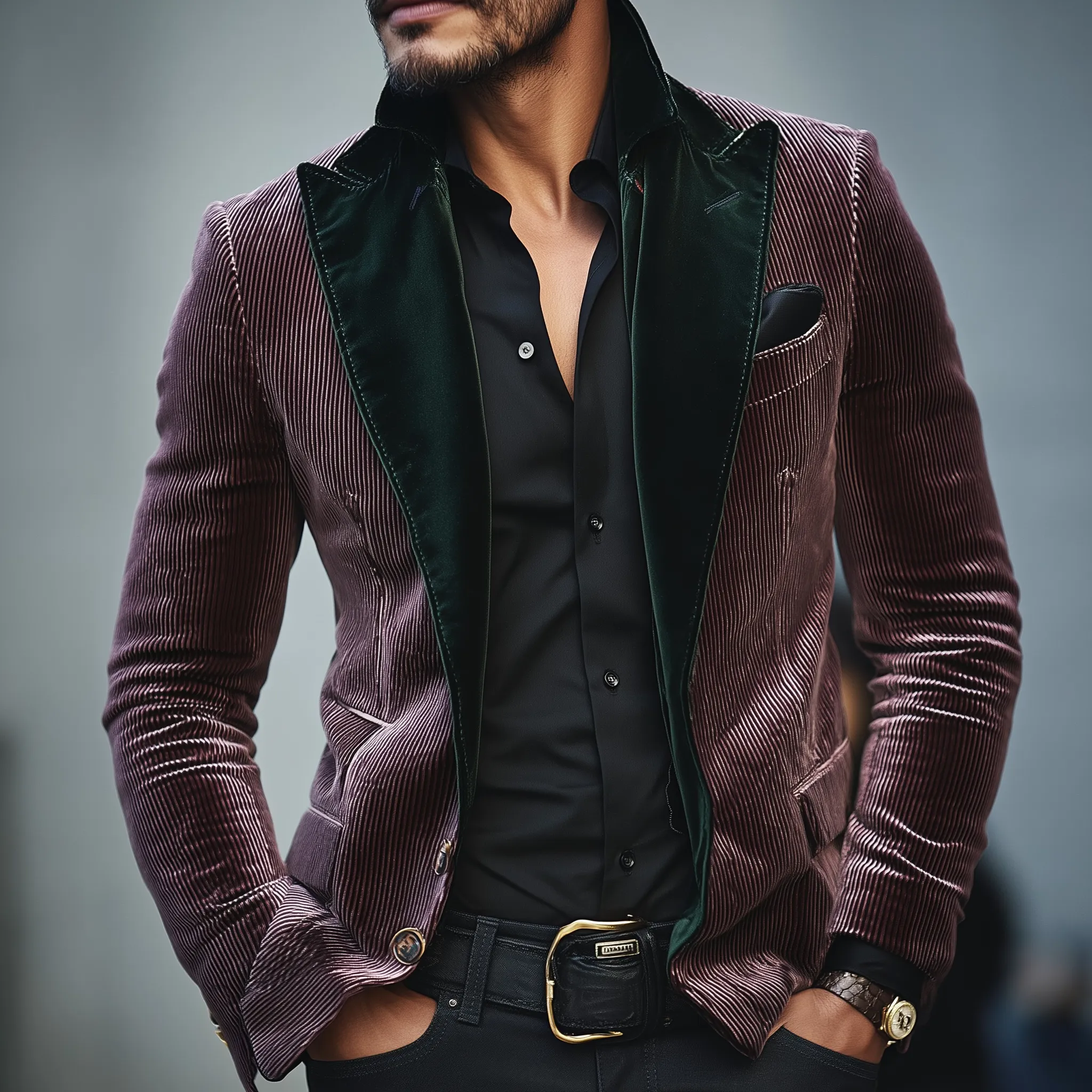 Men's Vintage Shiny Corduroy Party Blazer MTA0527I5P sold by Manly product image thumbnail 2