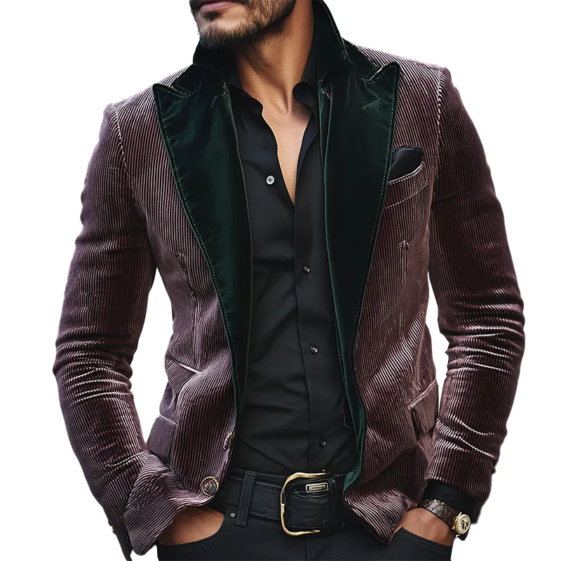 Men's Vintage Shiny Corduroy Party Blazer MTA0527I5P sold by Manly