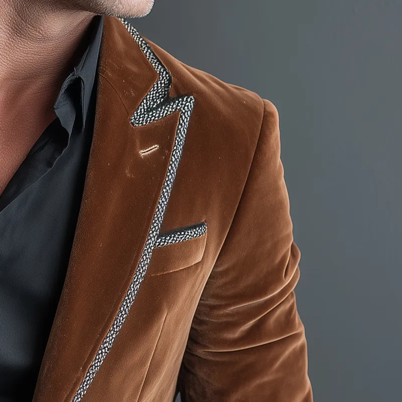 Men's Vintage Shiny Corduroy Tweed Trim Blazer MTA0572I0P sold by Manly product image thumbnail 4