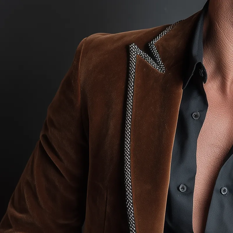 Men's Vintage Shiny Corduroy Tweed Trim Blazer MTA0572I0P sold by Manly product image thumbnail 3