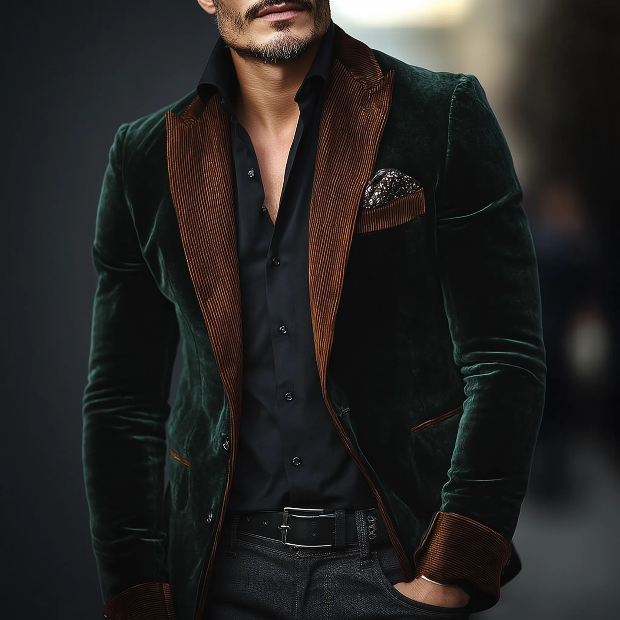 Men's Vintage Shiny Velvet Corduroy Party Blazer MTA0568I1P sold by Manly product image thumbnail 2