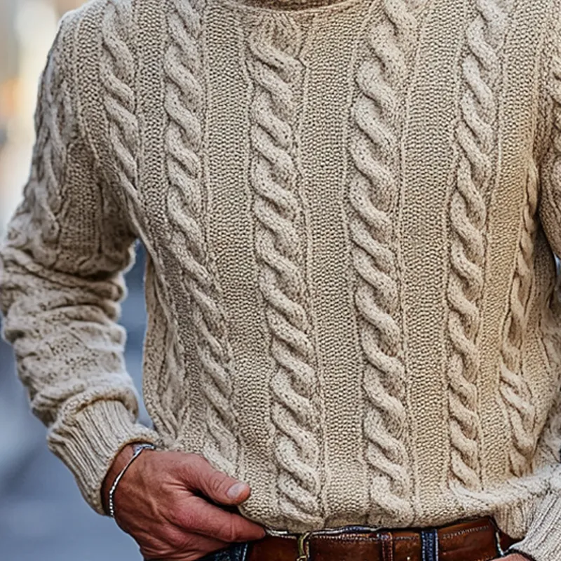 Men's Solid Color Casual Cable-knit Turtleneck Pullover Sweater MTA0437I9X sold by Manly product image thumbnail 4