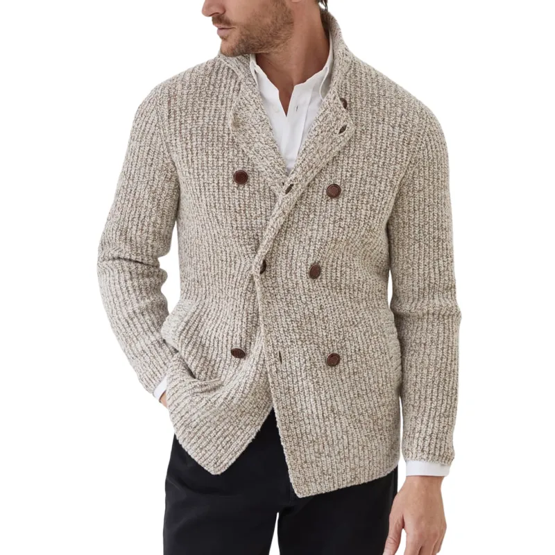 Men's Classic American Retro Double-breasted Lapel Knitted Cardigan MTA0413I8K sold by Manly