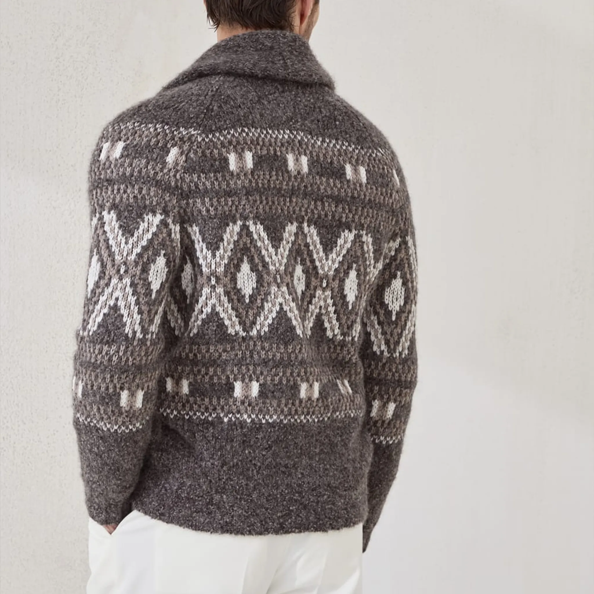 Men's Classic American Retro Single-breasted Jacquard Knit Cardigan MTA0467I1K sold by Manly product image thumbnail 4