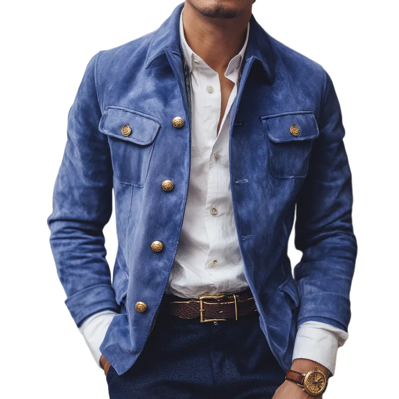 Men's Vintage Casual Suede Lapel Jacket MTA0482I6TO sold by Manly