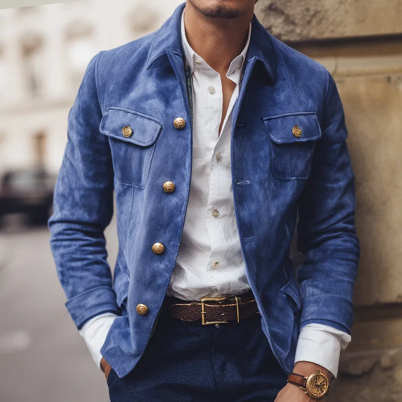 Men's Vintage Casual Suede Lapel Jacket MTA0482I6TO sold by Manly product image thumbnail 2