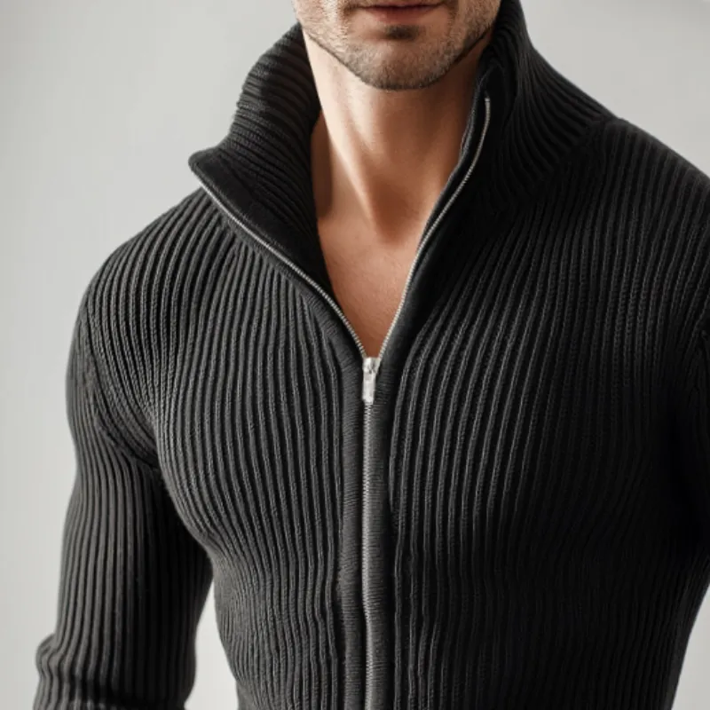 Men's Retro Casual Solid Color Knitted Zipper Sweater Cardigan MTA0131I1TO sold by Manly product image thumbnail 3