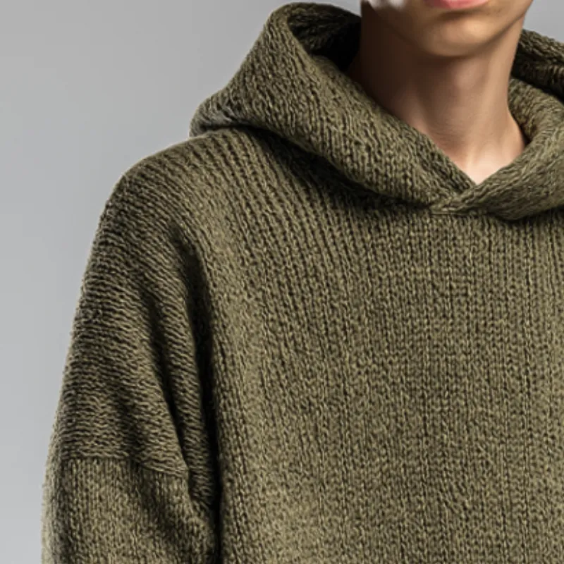 Men's Retro Casual Solid Color Knit Hoodie MTA0120I1TO sold by Manly product image thumbnail 3