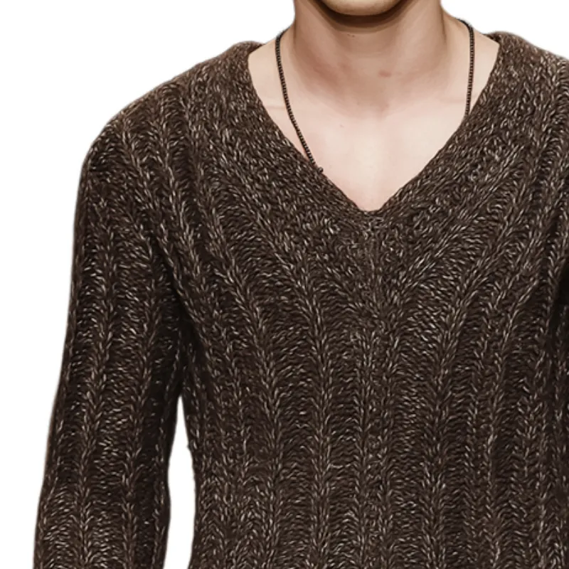 Men's Retro Casual Mixed Color V-Neck Long Sleeve Sweater MTA0314I6TO sold by Manly product image thumbnail 3