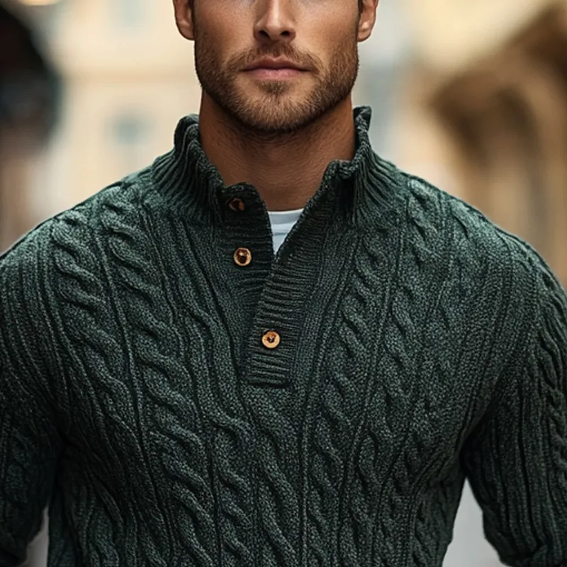 Men's Vintage Cable Knit Stand Collar Pullover Sweater MTA0403I1X sold by Manly product image thumbnail 3