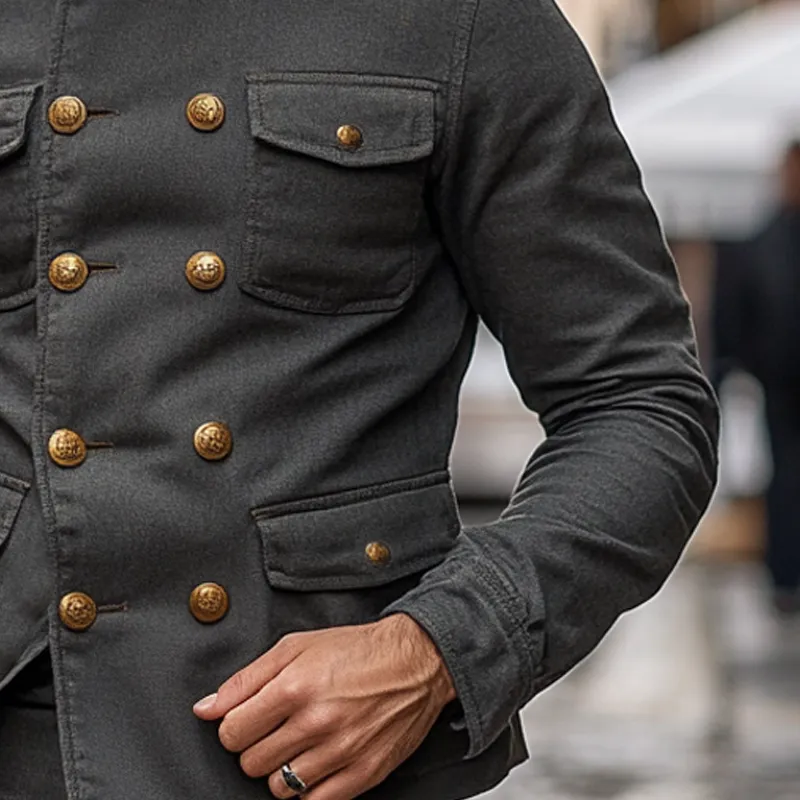 Men's Vintage Solid Color Double Breasted Slim Fit Jacket MTA0482I7X sold by Manly product image thumbnail 3