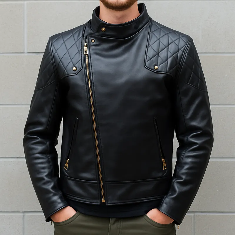 Men's Classic Black Zipper PU Leather Jacket MTA0403I9U sold by Manly product image thumbnail 3