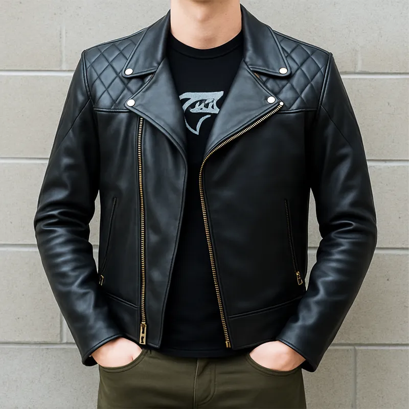 Men's Classic Black Zipper PU Leather Jacket MTA0403I9U sold by Manly product image thumbnail 2