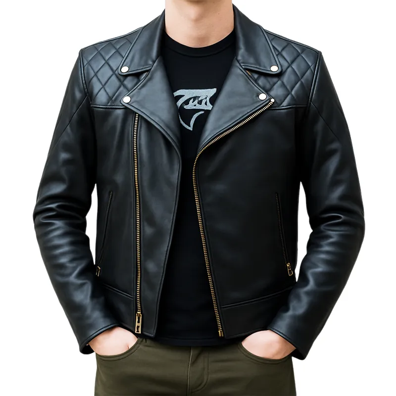Men's Classic Black Zipper PU Leather Jacket MTA0403I9U sold by Manly