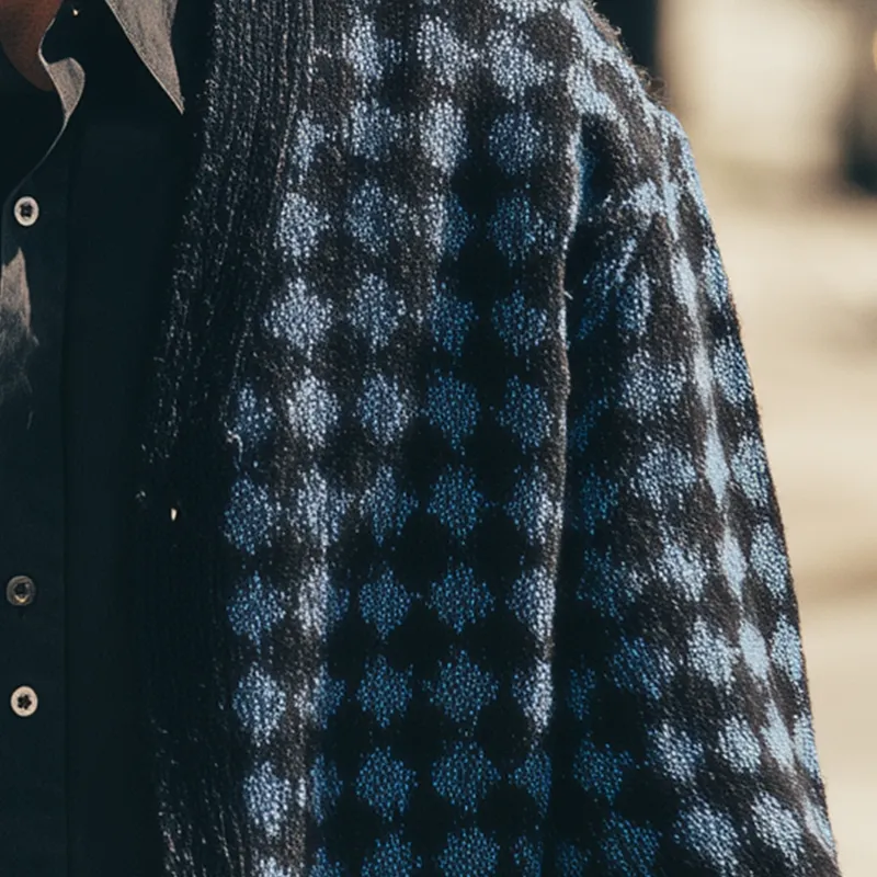 Men's Winter Fashion Diamond Knitted Warm Cardigan MTA0442I8P sold by Manly product image thumbnail 4