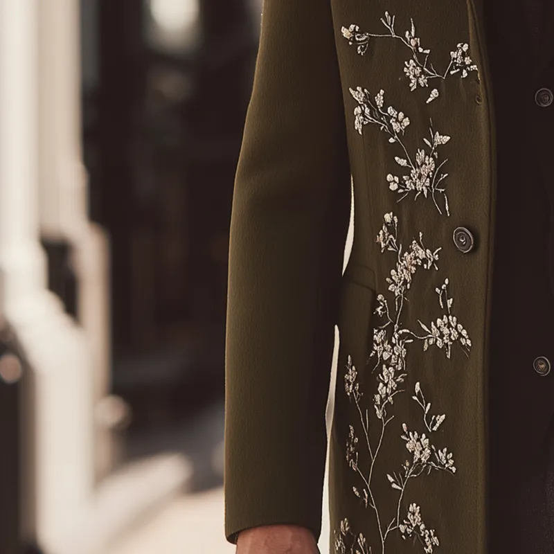 Men's Winter Fashion Floral Embroidered Faux Woolen Coat MTA0469I8P sold by Manly product image thumbnail 3