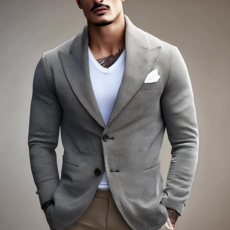 Men's Textured Cotton Peak Lapel Two Buttons Blazer MTA0430I8Z sold by Manly product image thumbnail 2