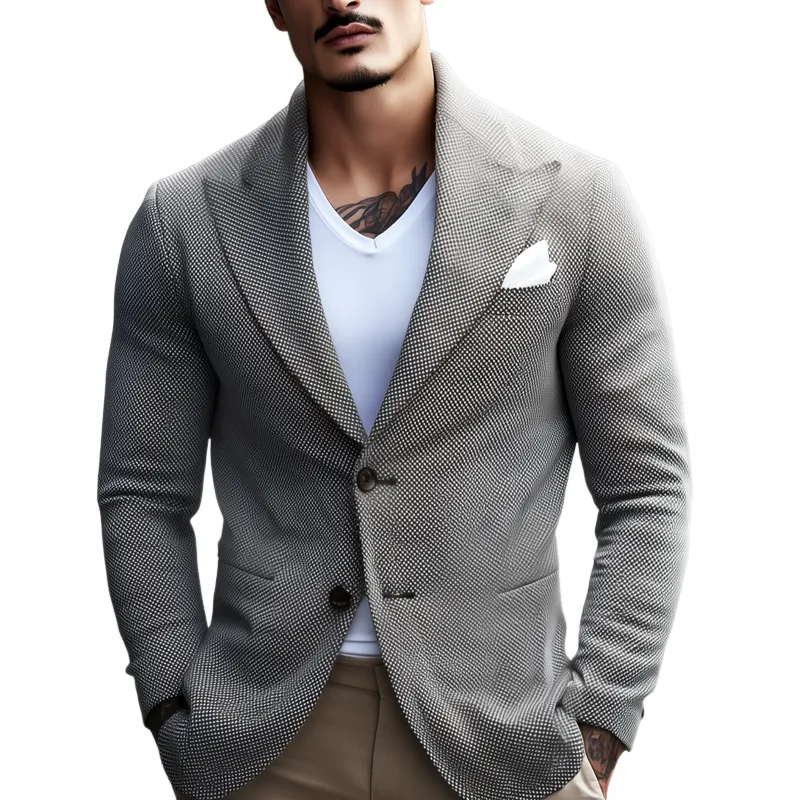 Men's Textured Cotton Peak Lapel Two Buttons Blazer MTA0430I8Z sold by Manly