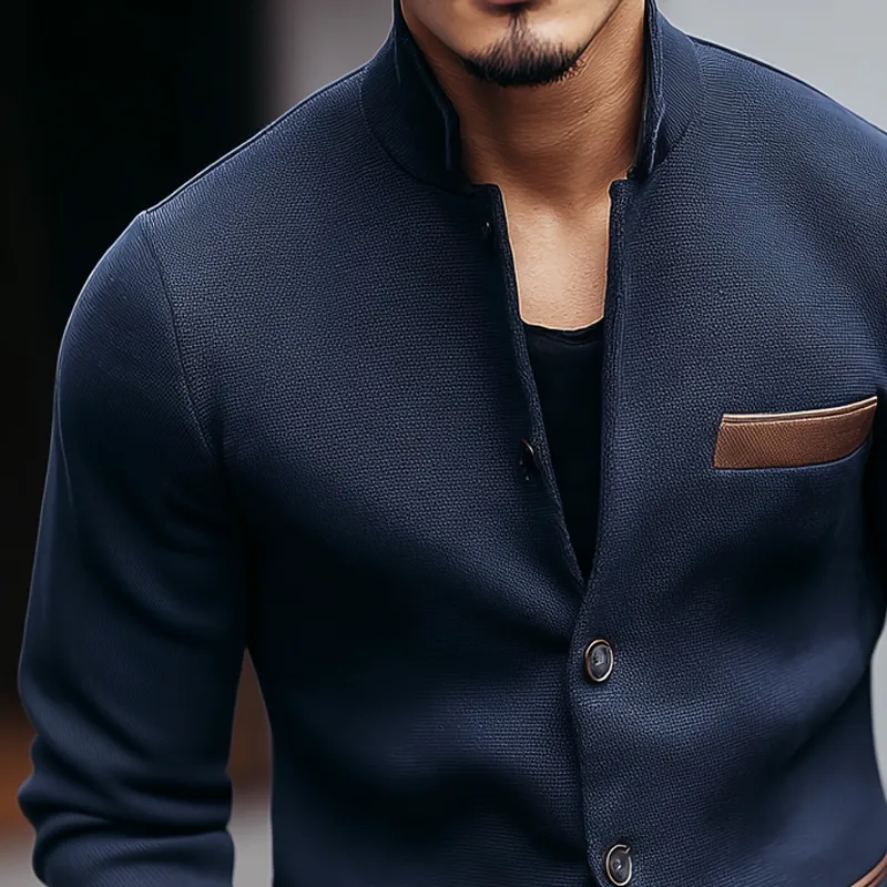 Men's PU Leather Decor Stand Collar Single Breasted Jacket MTA0435I0Z sold by Manly product image thumbnail 3