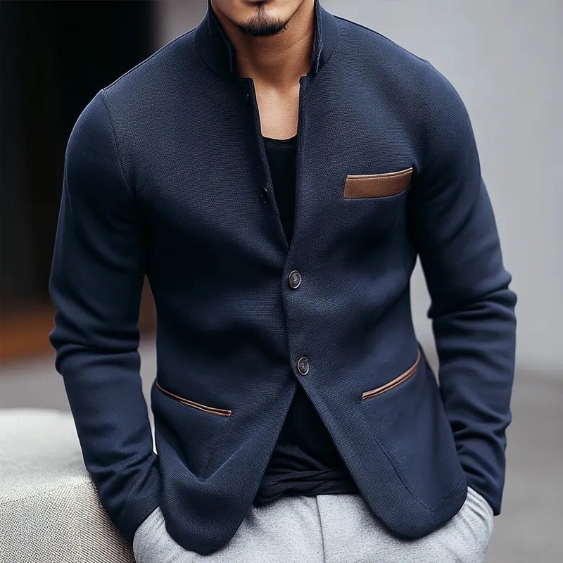 Men's PU Leather Decor Stand Collar Single Breasted Jacket MTA0435I0Z sold by Manly product image thumbnail 2