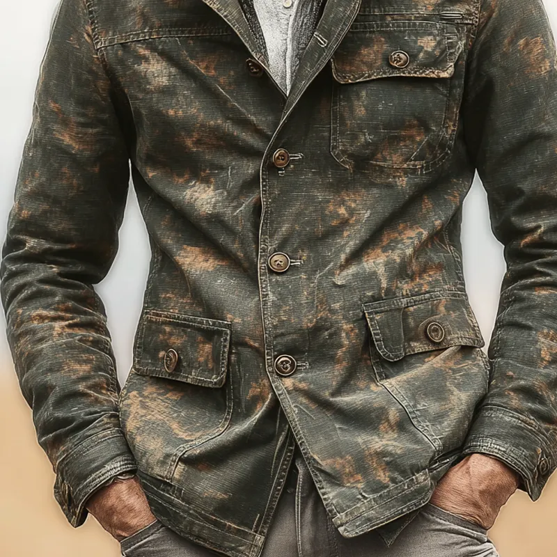 Men's Camouflage Lapel Multi-pocket Single Breasted Jacket MTA0492I9Z sold by Manly product image thumbnail 4