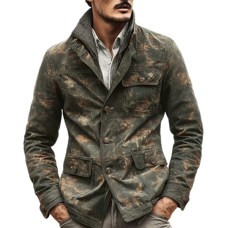 Men's  Camouflage Lapel Multi-pocket Single Breasted Jacket MTA0492I9Z sold by Manly