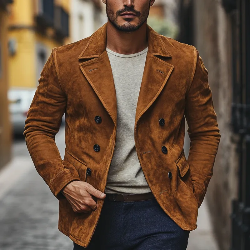 Men's Vintage Faux Suede Multi-Pocket Lapel Jacket MTA0484I6X sold by Manly product image thumbnail 2